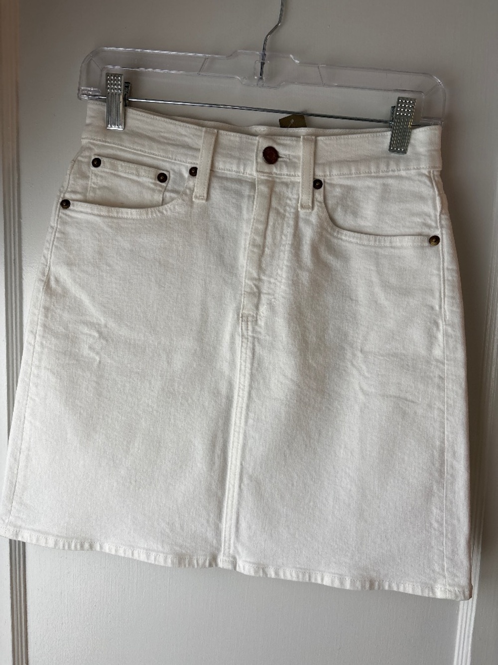 JCrew DENIM MINI SKIRT IN WHITE, Sz 24, NWT